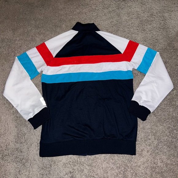 Sundek Diadora Rainbow Red White Blue Black Colorblock Track Jacket XL Extra L - Picture 2 of 7
